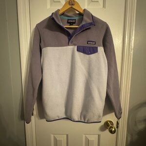 Patagonia womens Zip-Up Sweater in Purple and White
